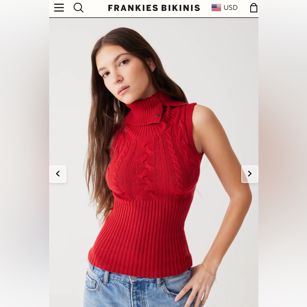 NWT! Frankie’s Bikinis cable cloud knit sleeveless sweater